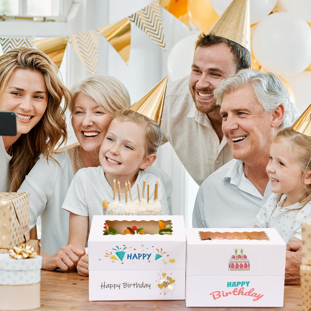 Moretoes 45pcs Cookie Boxes with Window, 9x6x3in Auto-Popup Bakery Boxes