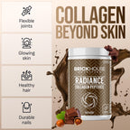 BRICKHOUSE NUTRITION Radiance: Collagen Peptides Powder for Skin & Hair Growth | Anti-Aging Collagen Supplements with Hyaluronic Acid - Chocolate