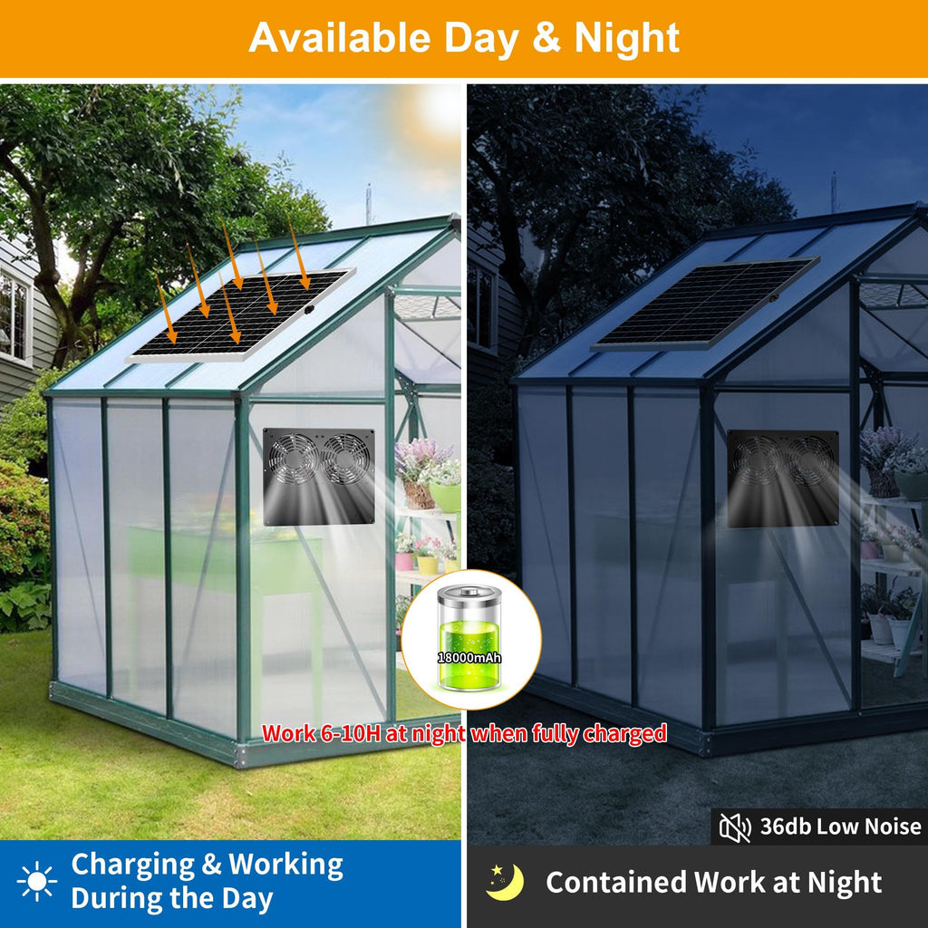 ladate 25W Metal Frame Solar Powered Fan with Battery
