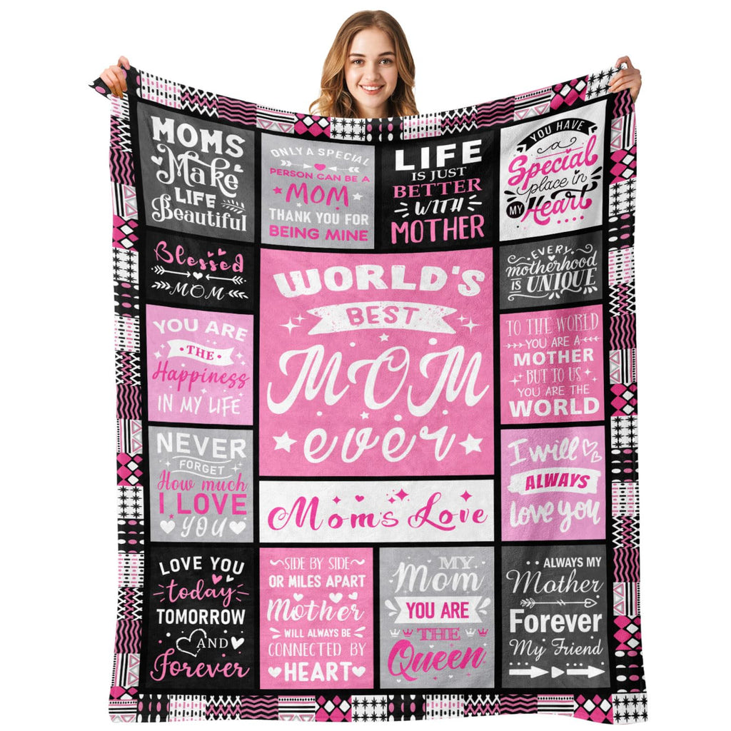 PVDSAVE Mom Birthday Gifts from Daughter, Best Mom Ever Blanket 50"x60"