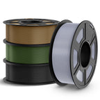 TECBEARS PETG Filament 1.75mm 4KG, 3D Printer Filament Bundle PETG, Strong Toughness, 4 * 1KG(1320M) Filament High Precision, Dimensional Accuracy ±0.02mm,Black+Coffee+Sliver+Olive Green