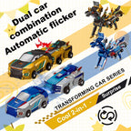 Transforming Dinosaur Toys, 2 in 1 Magnetic Cars Collision Transform into Dino Toys, for Boys Girls Toy Age 2-12, Christmas Birthday Gift (Gold Blue)
