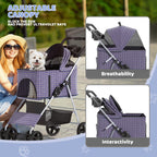 Magshion Foldable Pet Stroller, 3-in-1 Dog Travel Jogger with Detachable Carrier, Cup Holder, Storage Basket, Folding Carrier for Small/Medium Dogs & Cats Up to 33 lbs, Plaid