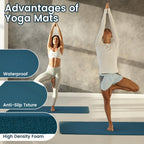 Fitvids 1/2-Inch Thick High Density Foam Exercise Yoga Mat with Carrying Strap, For Cushioning The Body Against Hard Floors, Navy Blue