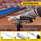 KATA Heavy Duty Hacksaw Frame Set, 12 Inch Hacksaw, 10 Inch Mini Hacksaw & 6 Inch Drywall Jab Saw, 4pc Extra Bi-Metal HSS Blades, 45°/90° Adjustable, Cutting Metal, Wood, PVC