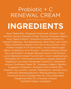 Andalou Naturals Probiotic + Vitamin C Renewal Cream - Complexion Enhancing Hydrating Face Moisturizer - Helps Promote Firmer Skin & More Even Tone - Lightweight, Non-Greasy Formula - 1.7 Oz