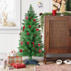 3ft Artificial Christmas Tree, Mini Xmas Pine Tree with 4-Leg Stable Plastic Base, Small Tabletop Christmas Tree for Home Office Holiday Party Indoor Decoration