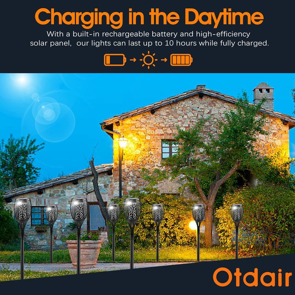 Otdair 96 LED Solar Lights Outdoor Upgraded 6 Pack, 43" Tall & Super Larger Size, Waterproof Torches for Outside, 2200mAh Solar Solar Torch Light with Flickering Flame for Path Yard Garden