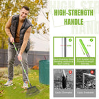 65 Inch 25 Tines Metal Leaf Rake Set with 32 Gal Bags Scoops, 18in Wide