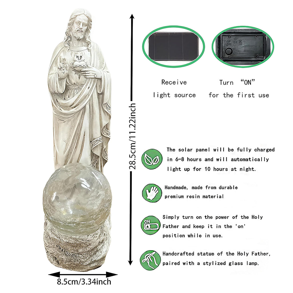 xxoasis Jesus Statue Outdoor Decor Solar Lights, Religious Garden Statue,Blessed Father Outdoor Figure for Home/Garden Decor, Gift for Men/Father(11.22" H)