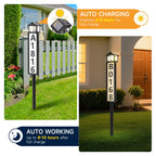 GJB Solar Address Sign for Outside, Solar Powered House Numbers Light with 3 Color Modes, Waterproof LED Illuminated Address Plaque with Stake, Numbers & Letters Included (Matte Black)