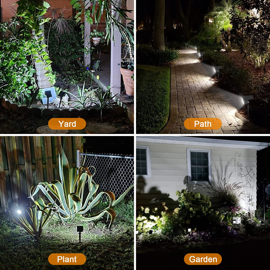 LANSOW Solar Spot Lights Outdoor, [2 Pack/76 LED] 2-in-1 Solar Landscape Spotlights, 3 Modes IP65 Waterproof Dusk to Dawn Solar Powered Flood Wall Lights for Outside Yard Garden Path(Cool White)