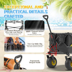 CAtArt Beach Wagon with Big Wheels for Sand, 400LBS Foldable Wagons Carts