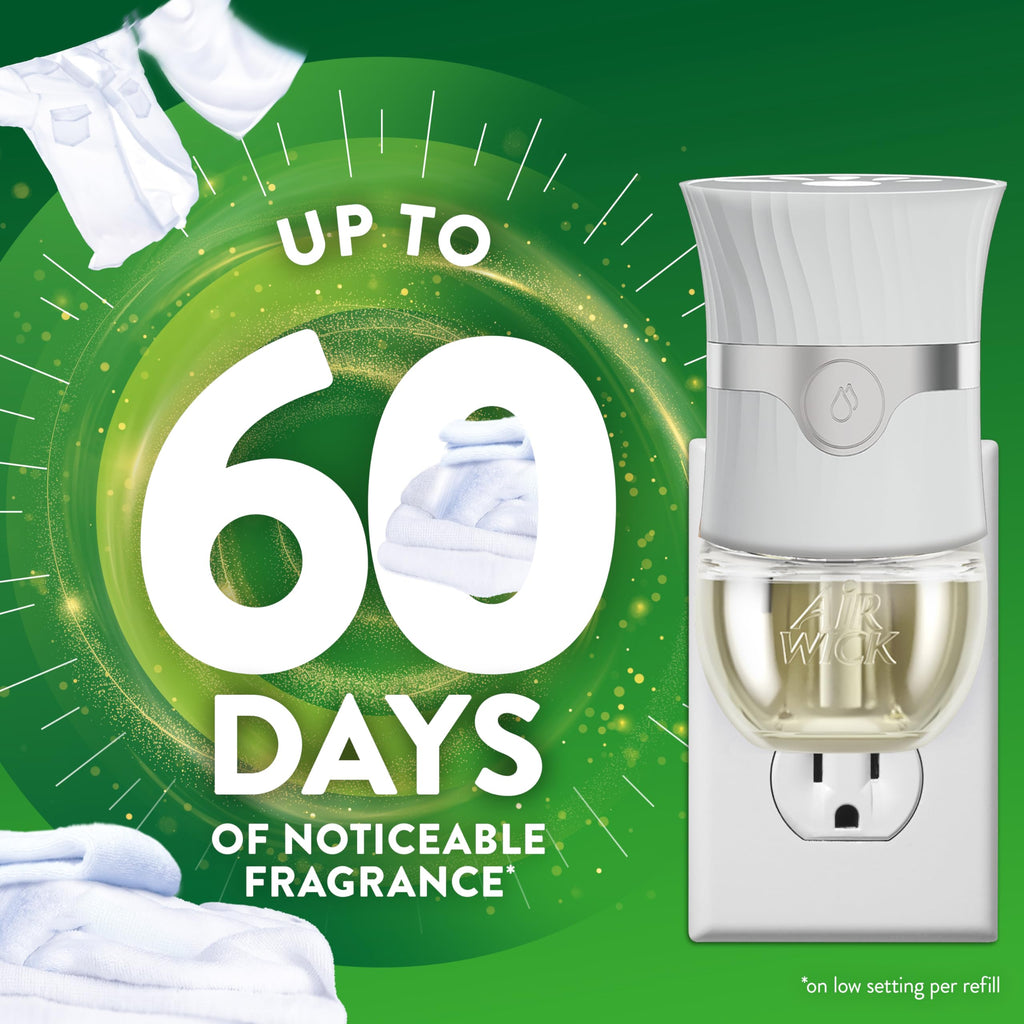 Air Wick Plug in Scented Oil Refill, 10ct, Fresh Linen, Air Freshener, Essential Oils, Eco Friendly Pack