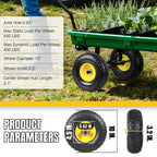 10 Inch Soild Rubber Dolly Tire Wheels, 4.10/3.50-4" Tire and Wheel Flat Free for Garden Carts, 5/8" Bearings,2.1"Offset Hub for Hand Truck, Gorilla Cart, Wheelbarrow Metal (4 Packs)