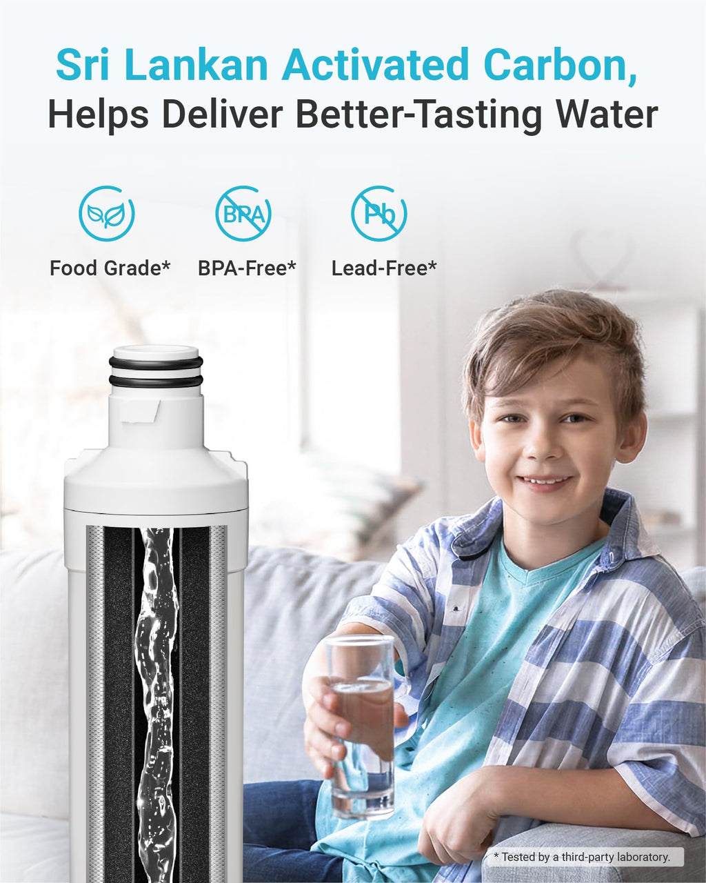 AQUA CREST LT1000PC ADQ747935 Replacement for LG® LT1000P®/PC/PCS ThinQ® Refrigerator Water Filter, LMXS28626S, LFXS26973S, MDJ64844601, ADQ74793501, ADQ74793502 and LT120F® Air Filter, 3 Combo