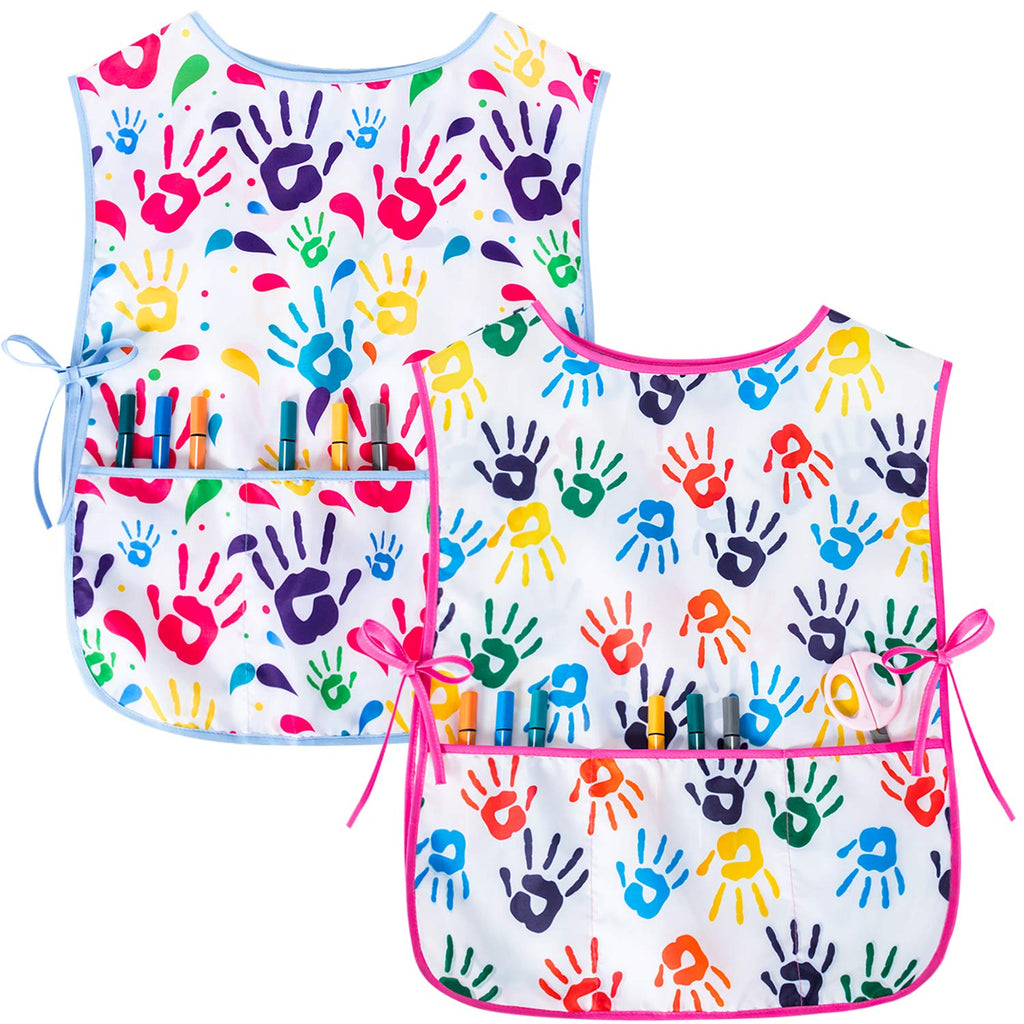 Kids Art Smock Girls Boys Artist Painting Apron with Pockets Sleeveless Smocks for Child 2-7 Years
