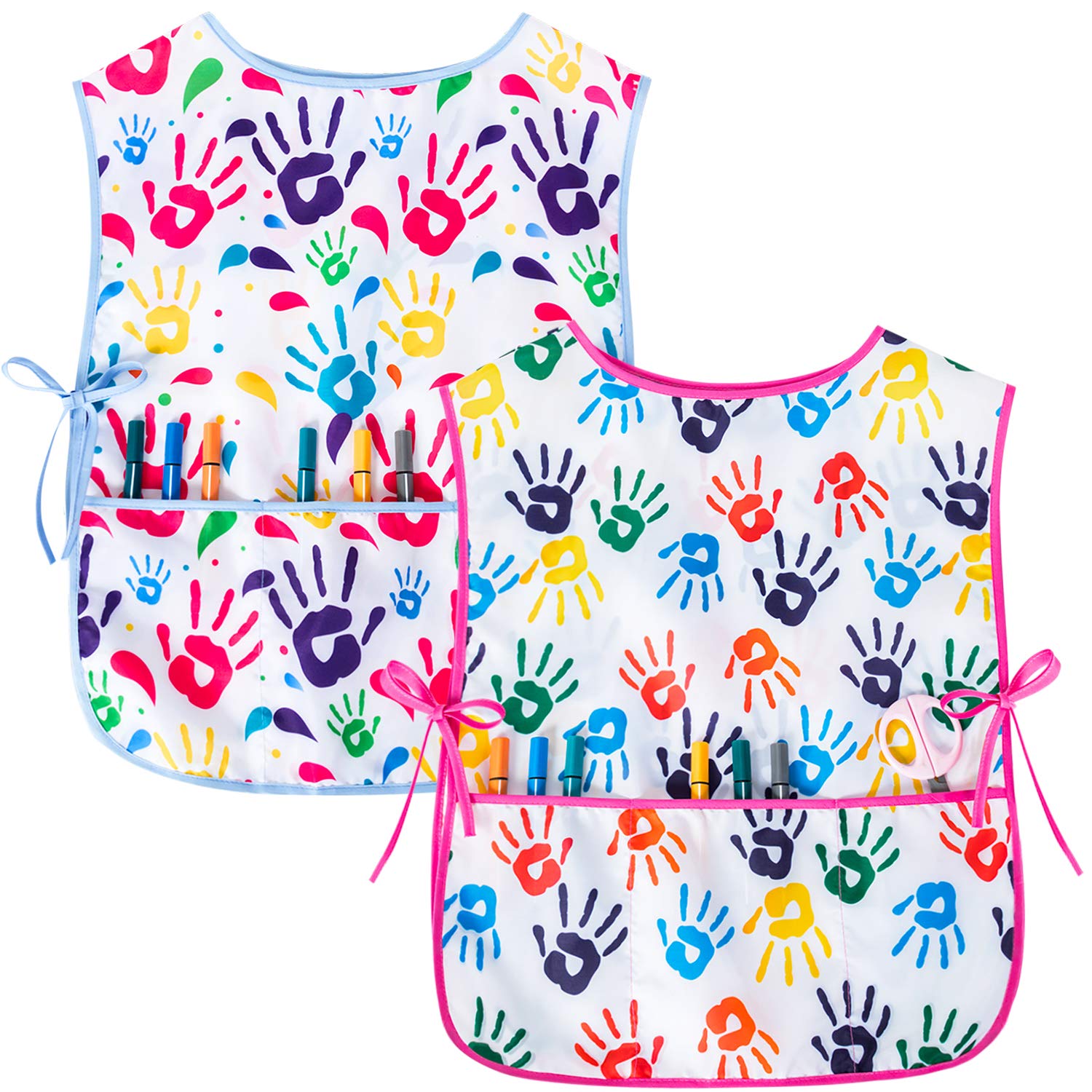 Kids Art Smock Girls Boys Artist Painting Apron with Pockets Sleeveless Smocks for Child 2-7 Years