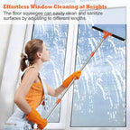 Floor Squeegee for Concrete Floor,18" Large Heavy Duty Squeegee for Floor, Rubber Broom with 62" Long Handle for Bathroom Tile, Garage Concrete, Deck, Shower Glass, Window Cleaning