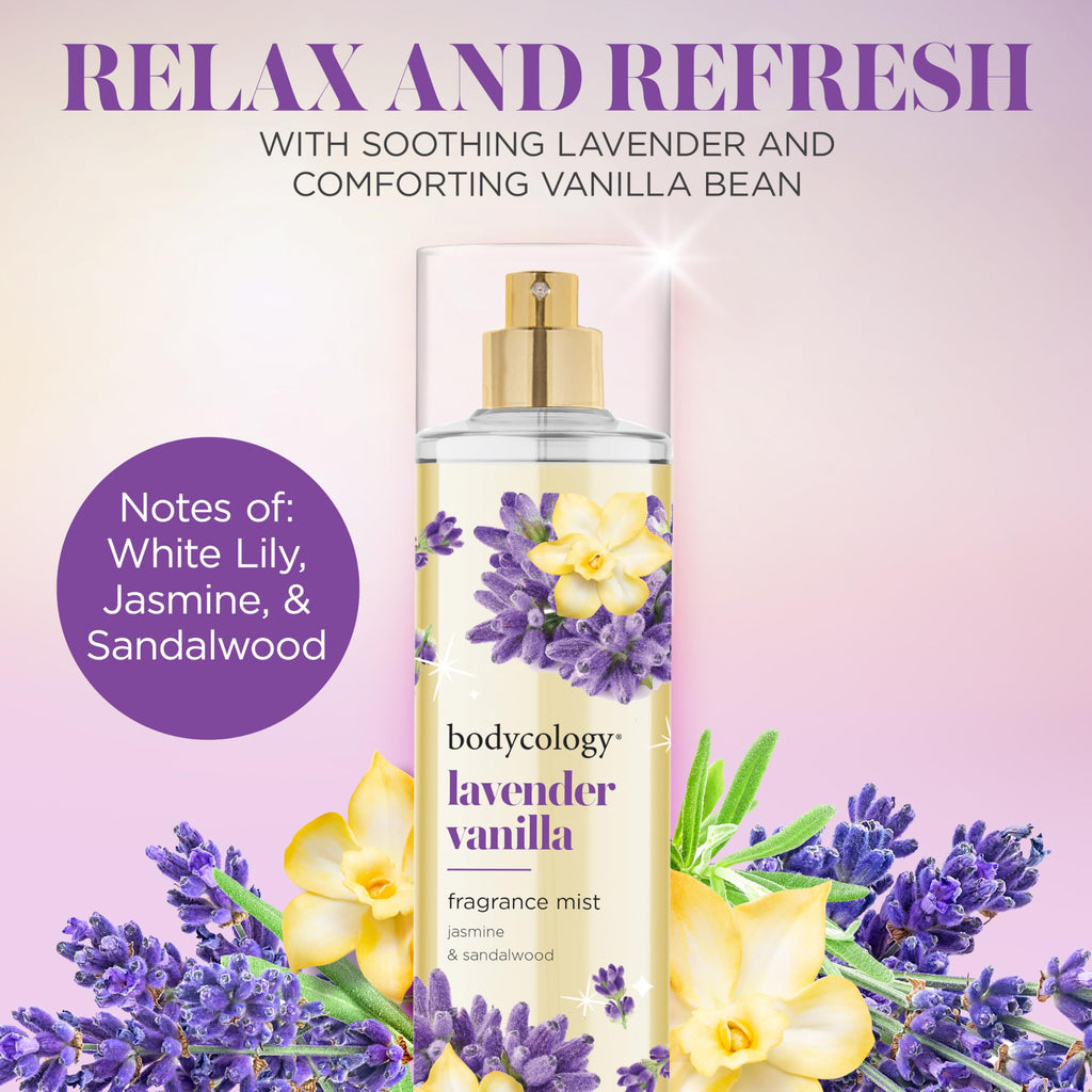 Bodycology Long-Lasting Fragrance Body Mist, Lavender Vanilla, 8 fl oz