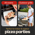 Hans Grill Rectangular Pizza Stone with Peel, 15 x 12 Inch Cordierite Stone