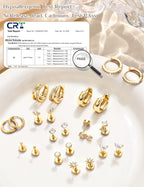 Opal Hypoallergenic Flat Back Earrings for Women Stud Hoop Earring Stacks
