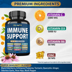 StrongVit Immune Support Supplement 12 in 1 Complex with Vitamin C, D3, Zinc, Echinacea, Elderberry, Ginger, Turmeric. Immune Defend for Men & Women, Non-GMO, Gluten-Free, Vegan, USA (120 Capsules)
