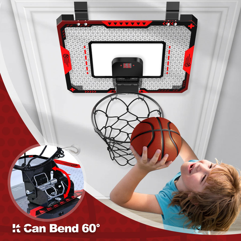 Indoor Basketball Hoop with Electronic Scoreboard & Balls for Kids Age 5-12