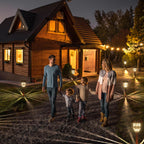 XMCOSY+ Solar Lights Outside Waterproof - 4 Pack Auto On/Off 10-40 LM Dimmable Outdoor Solar Lights for Yard Garden Pathway Driveway Walkway (Warm White)
