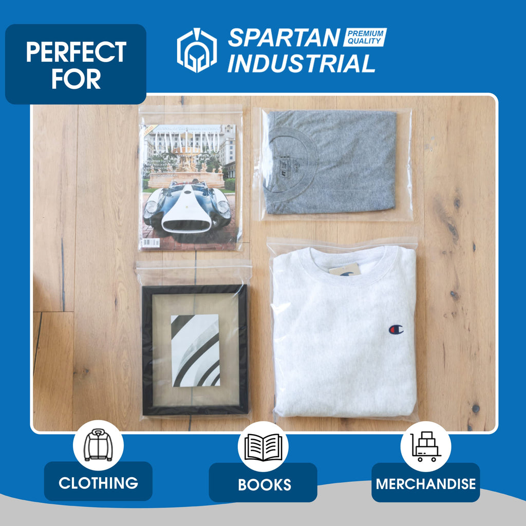 Spartan Industrial - 13" X 15" (100 Count) 2 Mil Clear Reclosable Zip Plastic Poly Bags with Resealable Lock Seal Zipper