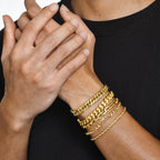 VNOX Gold Chain Bracelet for Men - 5 Pcs Solid Stainless Steel Rope/Figaro/Paperclip/Cuban Link Curb Chunky Chain Bracelet Set Wrist Band for Men Women,8.3 Inches,Mens Jewelry Gifts