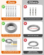 220 FT 1/8" Wire Rope Kit, 304 Stainless Steel Cable with M5 Turnbuckles for Cables Wire, Vinyl Coated String Lights Hanging Wires for Outdoor Camping, Trellis, Garden, Clothes line, Curtain, Festival