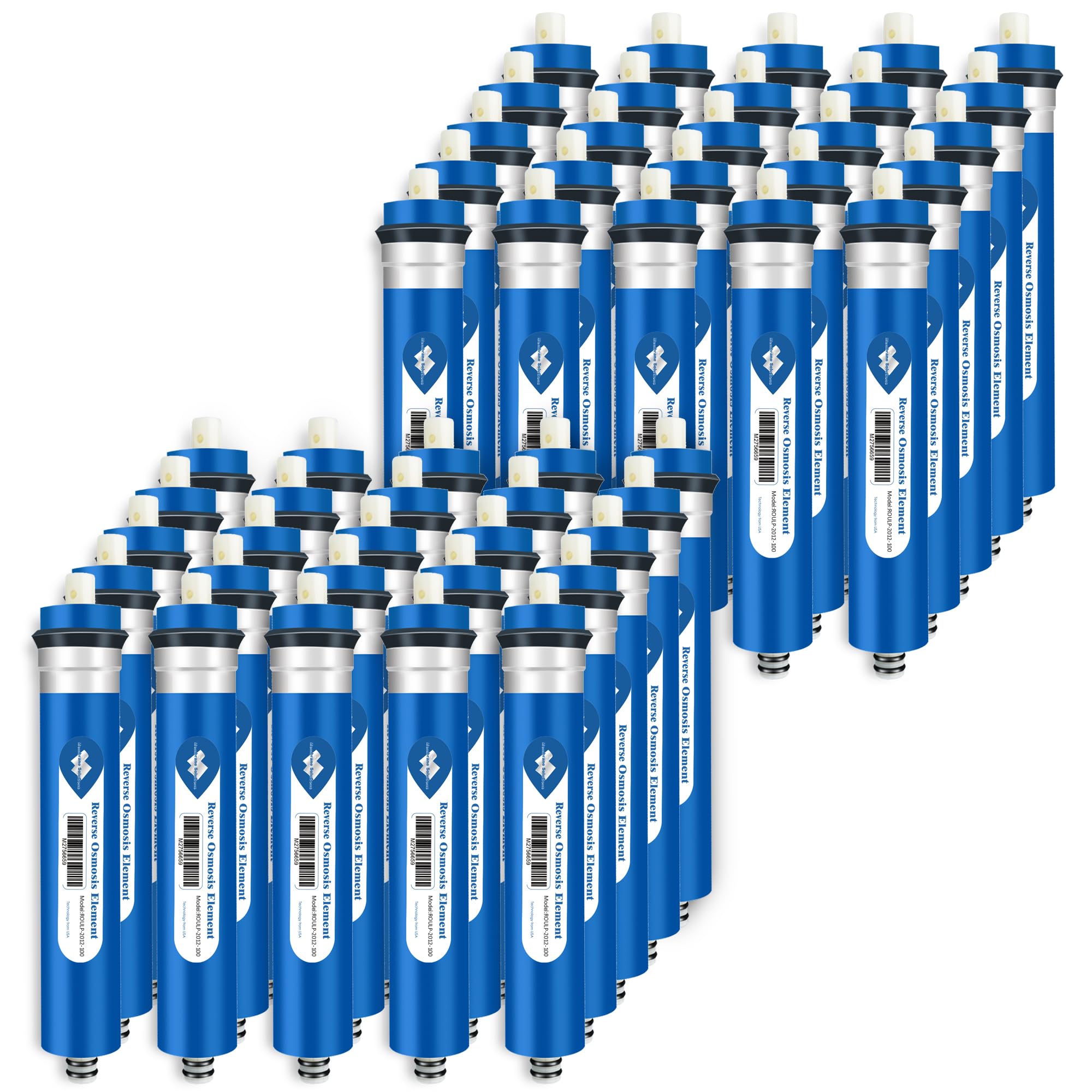 Membrane Solutions 100 GPD Reverse Osmosis Membrane 11.75"x1.75" RO Membrane Water Filter Replacement Fits Under Sink RO Drinking Water Purifier System, 50 Pack