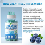 NOAVII Creatine Monohydrate Gummies 5000mg for Men & Women, Chewables Creatine Monohydrate for Muscle Strength, Muscle Builder, Energy Boost, Pre-Workout Supplement(90 Count)-Blueberry