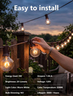 GOOTHY G40 Replacement Bulbs, 120V 5W Incandescent Light Bulbs, C7/E12 Candelabra Base, 1.5 Inch Clear Globe Replacement Light Bulbs for Outdoor String Lights Waterproof, 2200K Warm White, 25 Pack