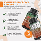 EarthNutri UC-II Collagen & MSM Supplement for Bone Health and Joint Flexibility Joint Supplement - 40mg UC-II Providing 10mg Total Collagen & 1000mg MSM - 60 Capsules (2 Caps Daily)