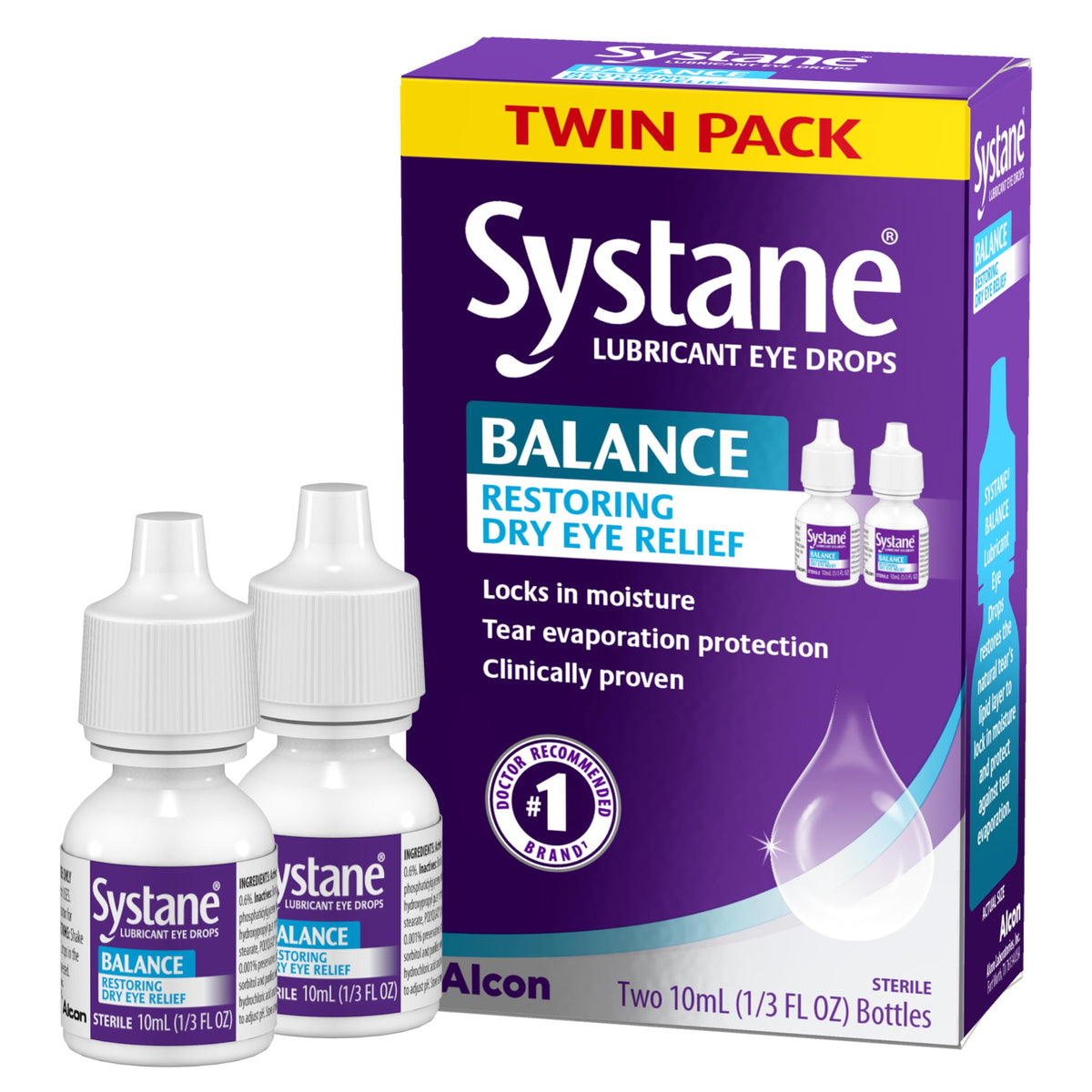 Systane Balance Lubricant Eye Drops, 0.33 oz, Twin Pack Restorative Formula