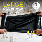 Plastic Sheeting (10' x 25') Long, 6 Mil (Black) - UV Protection Poly Sheeting Polyethylene Film, Heavy Duty Greenhouse Plastic Sheeting