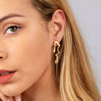 Womens Gold Studs Earrings, 14K Gold Plated Personality Big Stud Earring,Stainless Steel Hypoallergenic Ear Rings Trendy Jewelry,Christmas Birthday Gifts for Girlfriend Sister