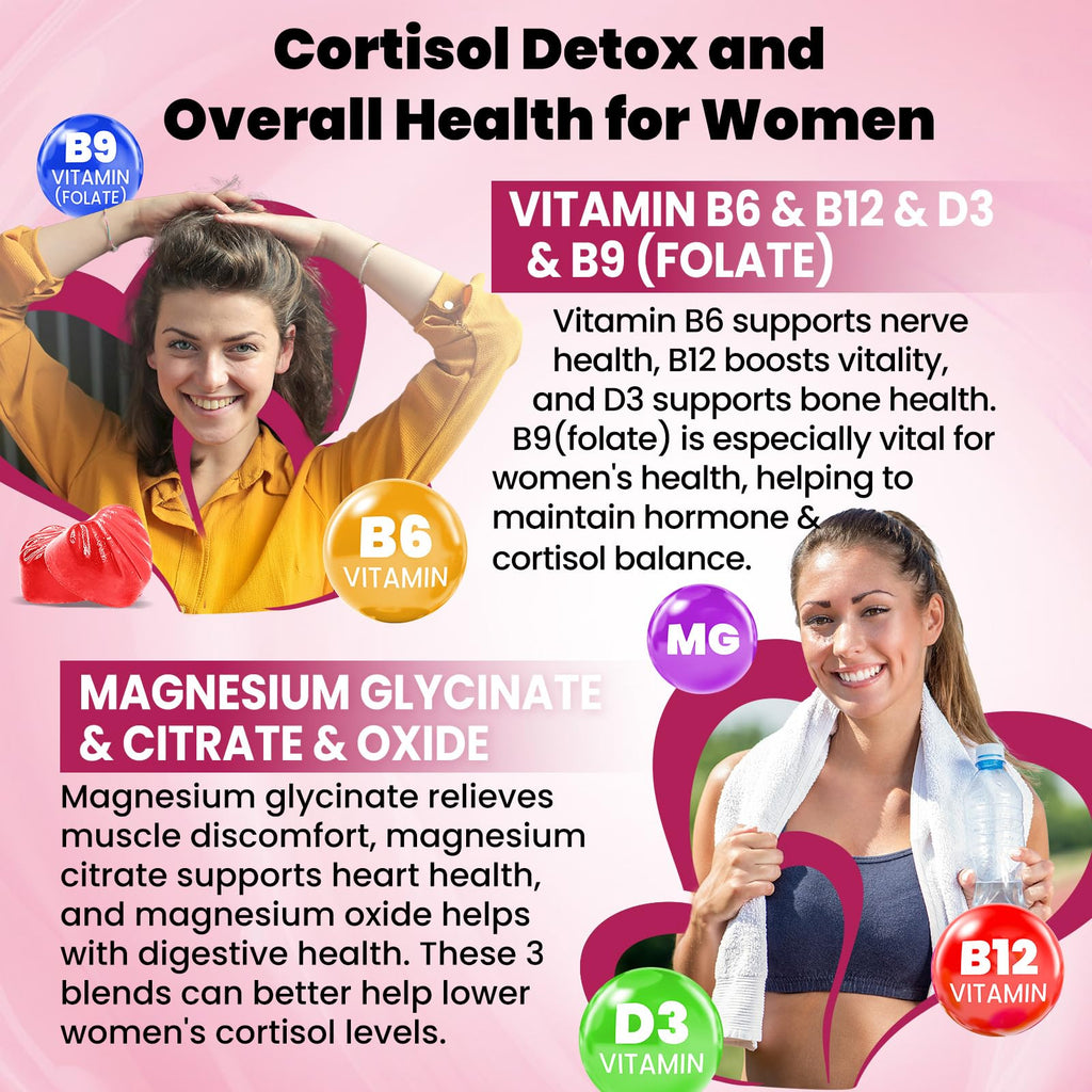 duwhot Cortisol Gummies, 15 in 1 Lower Cortisol Supplements for Women, w. Ashwagandha, Magnesium, Phosphatidylserine, Folate for Hormone Balance, Mood, Focus, Sleep Support, Sugar Free, Vegan, 120