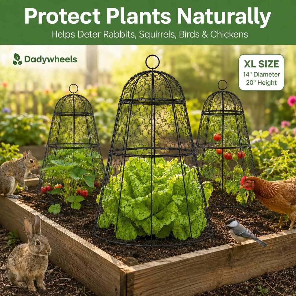 Dadywheels Easy-Snap Open Design Chicken Wire Cloche (6-Pack) - Adjustable Garden Plant Protectors from Birds & Animals for Large Plants & Flowers,14" D x 20" H