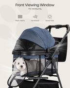 OJCME 3 in 1 Pet Carrier Stroller with Detachable Carrier, Foldable Dog & Cat Stroller for Small/Medium Dogs up to 33 lbs, Large Storage Bag, Full Window Mesh, One-Touch Dual Brake, Car Seat