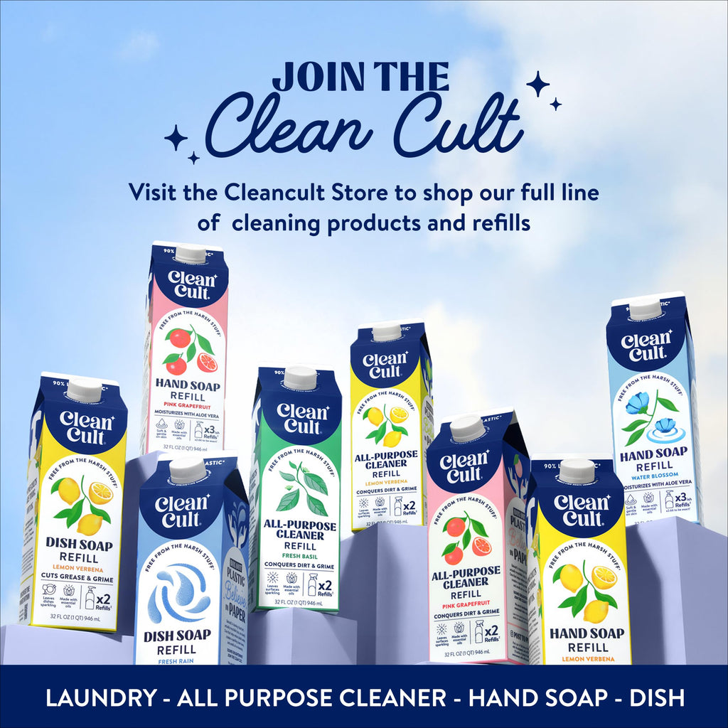 Cleancult Liquid Hand Soap Refill - Water Blossom - Moisturizes Dry & Sensitive Skin - Made with Aloe Vera & Essential Oils - Eco Friendly - Paper-Based Packaging - 32 oz/3 Pack