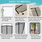 ENBZSVU Magnetic Screen Door Mesh, Fit Door 36 x 78 inch, Black Actual Net Screen Size Include Edges 38" x 80" for Patio, Sliding Door, Keeps Bugs Out, Fresh Air Flow, Self Closing