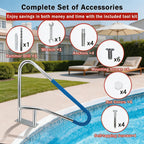 Garvee Pool Handrail 55"x32", Pool Railings for Inground Pools, Safety Handrails 375lbs Load Capacity, 304 Stainless Steel Stair Rail with Grip Cover