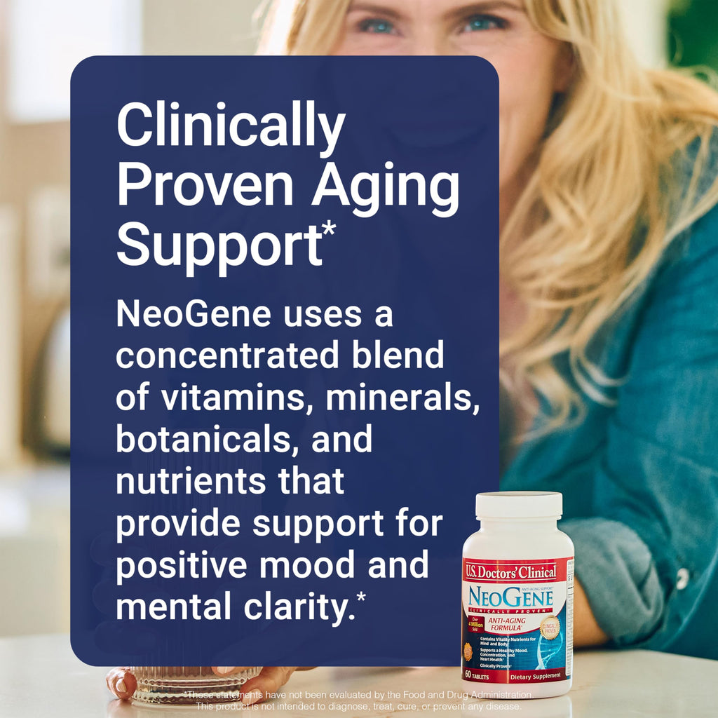 U.S. Doctors’ Clinical NeoGene (Formerly) GH3 Clinically Proven Aging Support Supplement with Nutrients for Supporting Mood, Cognition, Heart Health, Antioxidant Support [1 Month - 60 ct.]