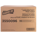 Genuine Joe Embossed Bath Tissue, 2-Ply, Septic Safe, Individually Wrapped, 4.5" x 3.75", 500 Sheets/Roll, 96 Count