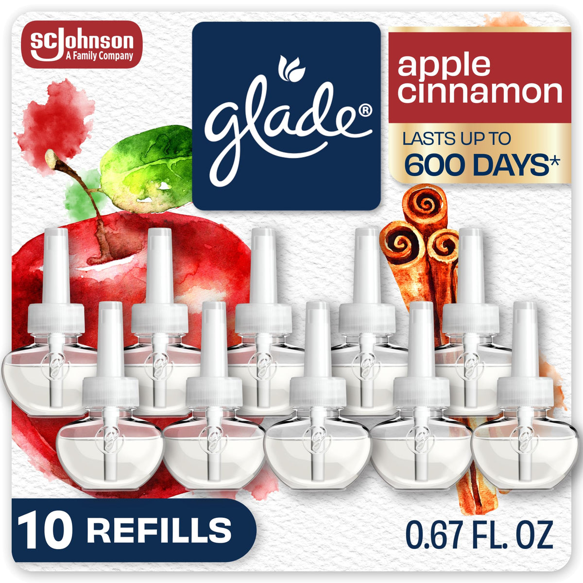 Glade PlugIns Air Freshener Refills, Apple Cinnamon, 10 Count