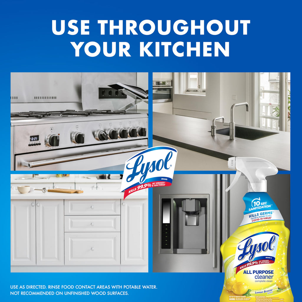 Lysol All Purpose Cleaner Spray, Lemon, Mango & Lavender, 32oz, 4 Pack