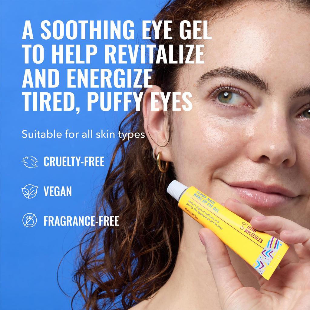 Good Molecules Yerba Mate Wake Up Eye Gel Pack 3 – 15 ml Each | Hydrating Under Eye Gel with Hyaluronic Acid & Caffeine for Dark Circles and Puffiness